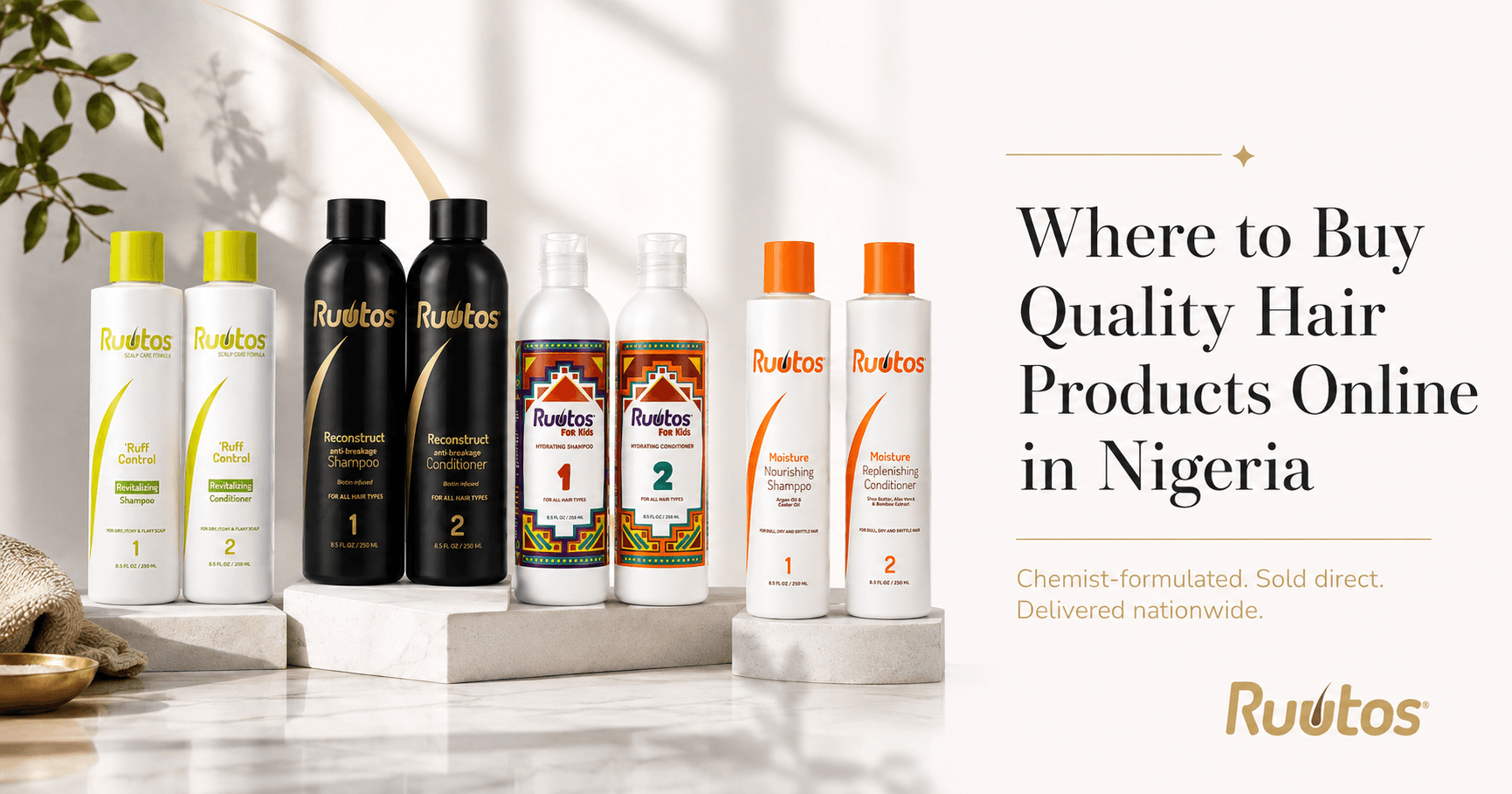 Ruutos hair care products grouped by collection, available online at ruutos.ng across Nigeria